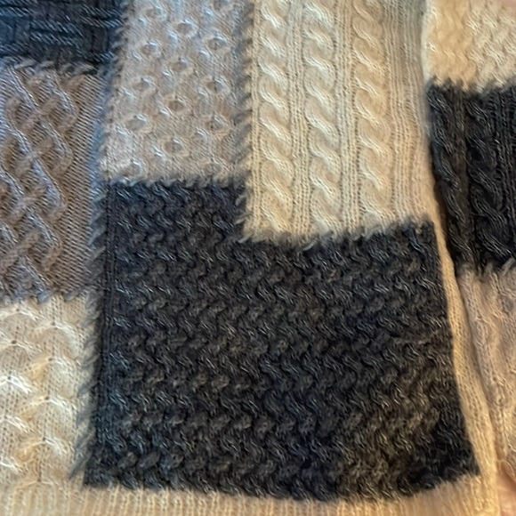 ROBERT SCOTT LTD ~ Gray- cream -button down sweater Mohair & ACRYLIC hand knit - Picture 9 of 10